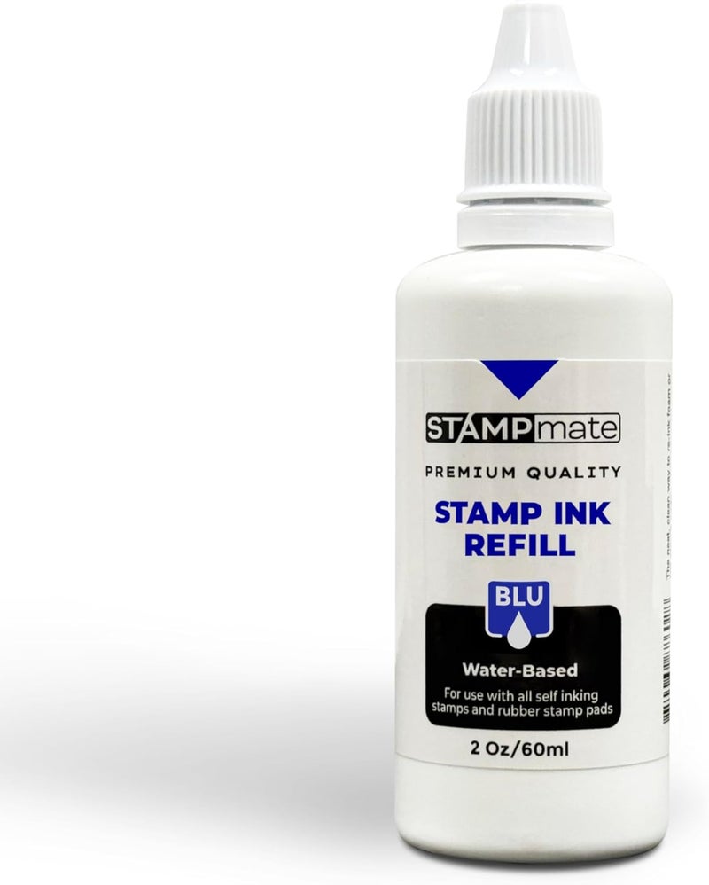Stampmate حبر تعبئة متميز لختم ذاتي الحبر وألواح الختم - زجاجة 2 أونصة (أزرق) - Image 4
